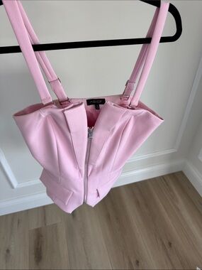 AS by DF Pink Strapless Vest with straps with Front Zip, fitted